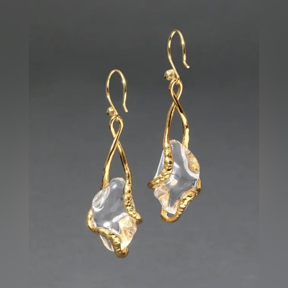 Alexis Bittar Liquid Vine Lucite Suspended Raindrop Wire Earrings - Picture 5 of 5
